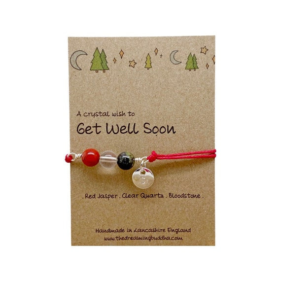 Get Well Soon Crystal Bracelet, Hospital Recovery Gift, Thinking of You Card, Sending Healing Thoughts, Recovery Crystal Anklet