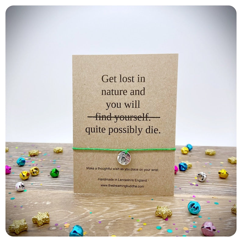 Funny Nature Wish Bracelet, Camping Lover Gift, Going Away Card, Trail Gift Item, Adventure Wish Bracelet