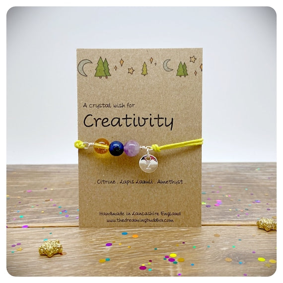 Creativity Crystal Bracelet, Motivational Gift for Artists and Writers, Creative Thought Gemstones, Inspirational Thinking Bracelet