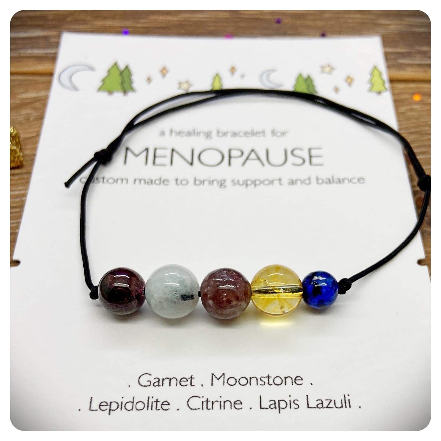 Menopause Crystal Bracelet, Peri-Menopause Support Jewellery, Healing Gemstone Beads