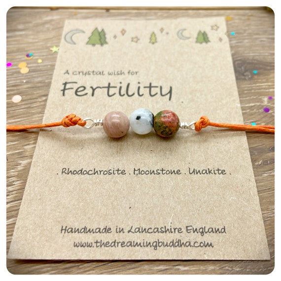 Fertility Crystal Bracelet, IVF Crystal Gift, Hand Wrapped Gemstone Bracelet, Pregnancy Wish Bracelet, Emotional Support Gift