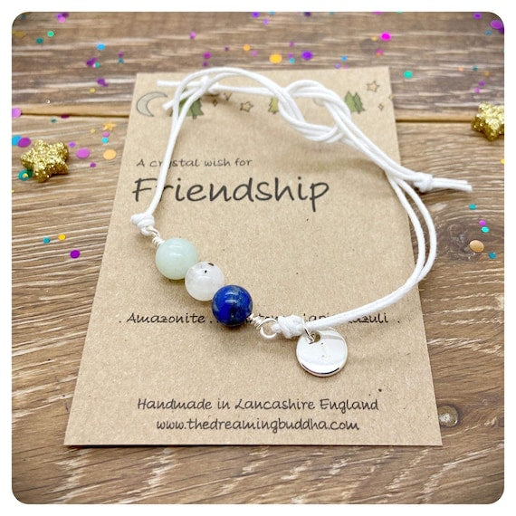 Friendship Bracelet, Hand wrapped Crystal Bead Bracelet for Friendship, Personalised Gemstone Anklet, Personalised Best Friend Crystal Gift