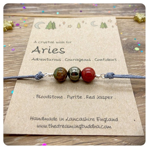 Aries Zodiac Crystal Bracelet, Horoscope Gift, Astrology Birthstone Anklet, Personalised Star Sign Gift