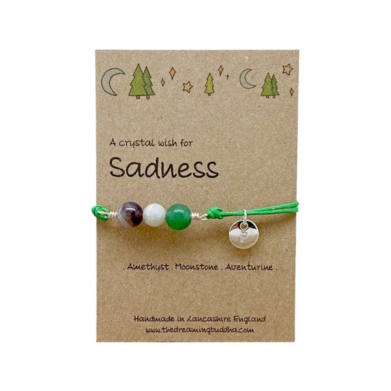 Sadness Crystal Bracelet, Emotional Support Gift, This Too Shall Pass, Postal Hug Card, Grief Loss Bracelet, SAD Bracelet, Healing Gemstones