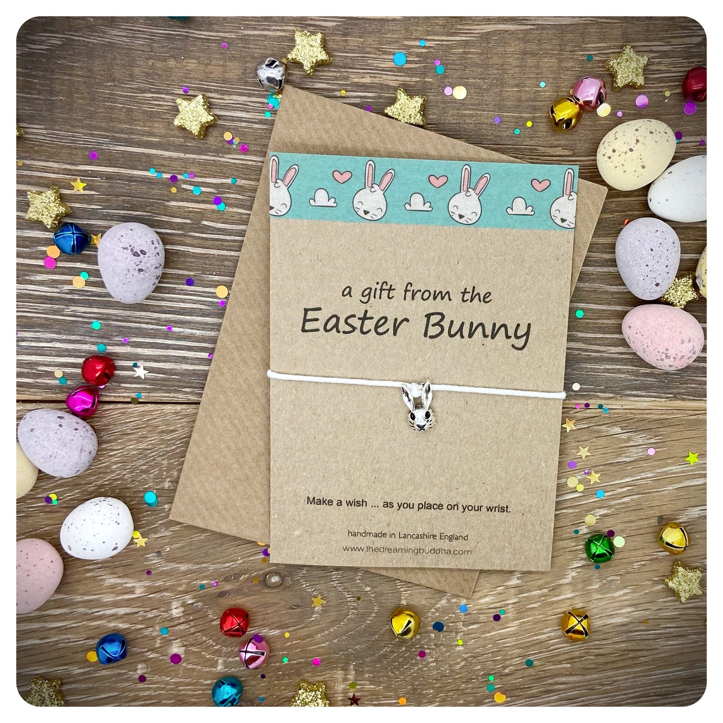 Pack Of Four Easter Bunny Wish Bracelet Cards, Easter Egg Hunt Prizes, Easter Letterbox Gifts, Rabbit Friendship Bracelets