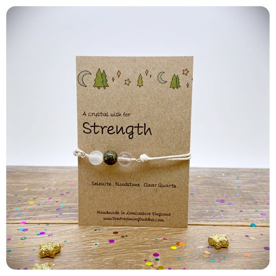 Natural Crystal Strength Bracelet, Gemstone Courage Anklet, Inner Strength Gift, Loss and Grief Jewellery, Thinking of You Postal Gift
