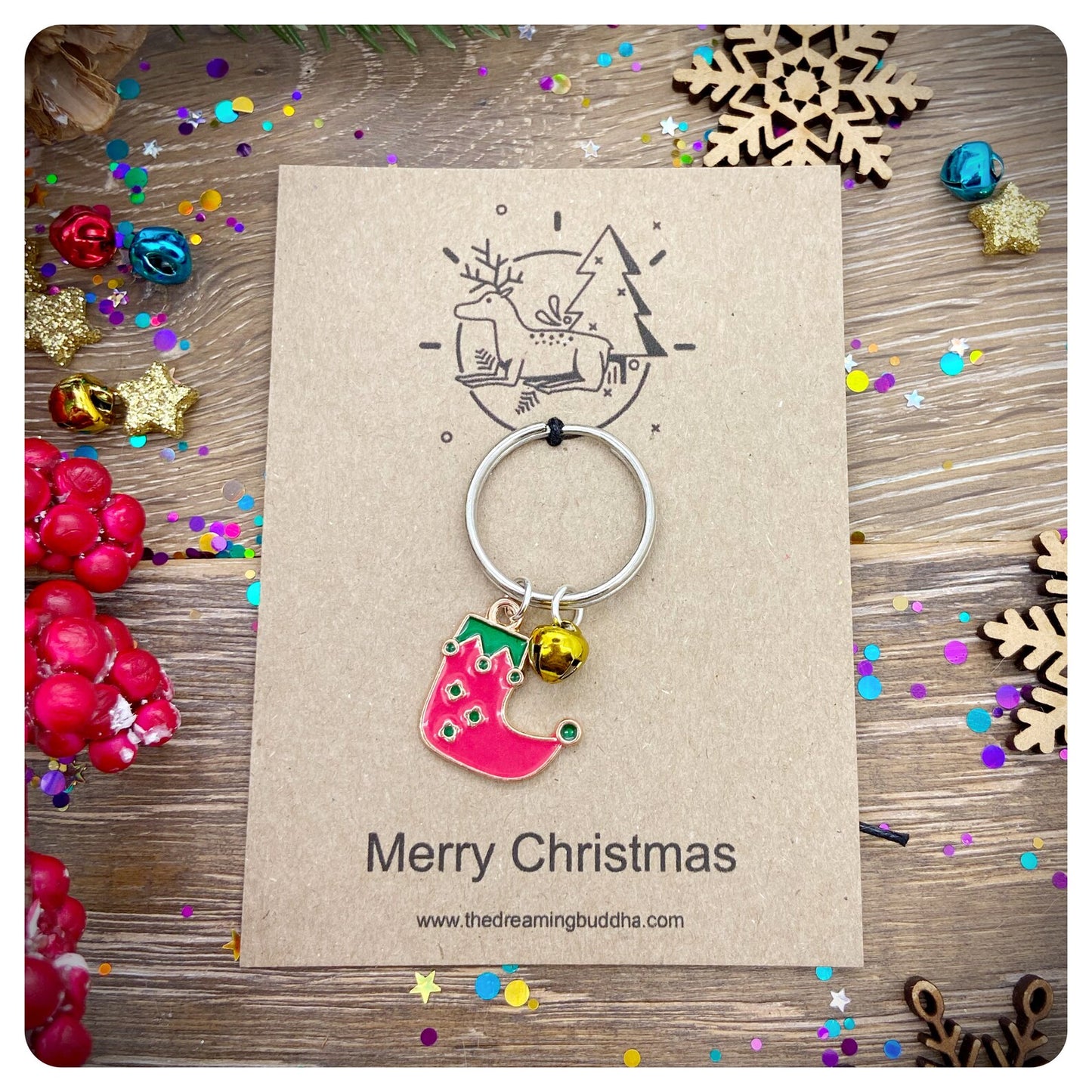 Christmas Elf Keychain, Personalised Xmas Keyring, Enamel Elf Boot Keychain, Novelty Christmas Key ring, Stocking Filler Key chain