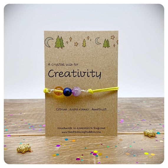 Creativity Crystal Bracelet, Motivational Gift for Artists and Writers, Creative Thought Gemstones, Inspirational Thinking Bracelet