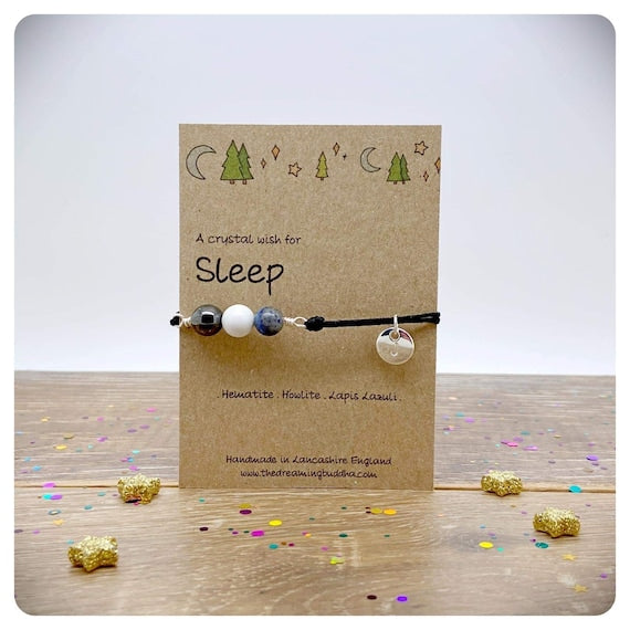 Sleep Crystal Bracelet, Insomnia Gemstone Bracelet, Wrapped Crystal Bead Bracelet for Sleep, Personalised Sleep Gemstone Anklet, Sleep Well