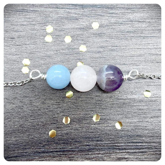 Baby Shower Gift For New Mum, Motherhood Crystal Necklace, Mothering Wrapped Crystals, Personalised Baby Congratulations Jewellery