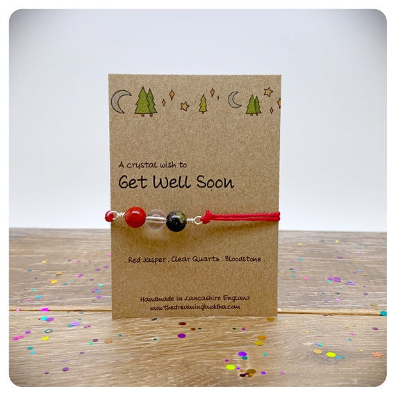 Get Well Soon Crystal Bracelet, Hospital Recovery Gift, Thinking of You Card, Sending Healing Thoughts, Recovery Crystal Anklet