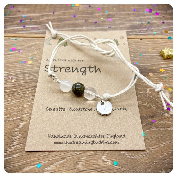 Natural Crystal Strength Bracelet, Gemstone Courage Anklet, Inner Strength Gift, Loss and Grief Jewellery, Thinking of You Postal Gift