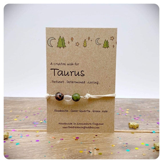 Taurus Zodiac Crystal Bracelet, Horoscope Gift, Astrology Birthstone Anklet, Personalised Star Sign Gift