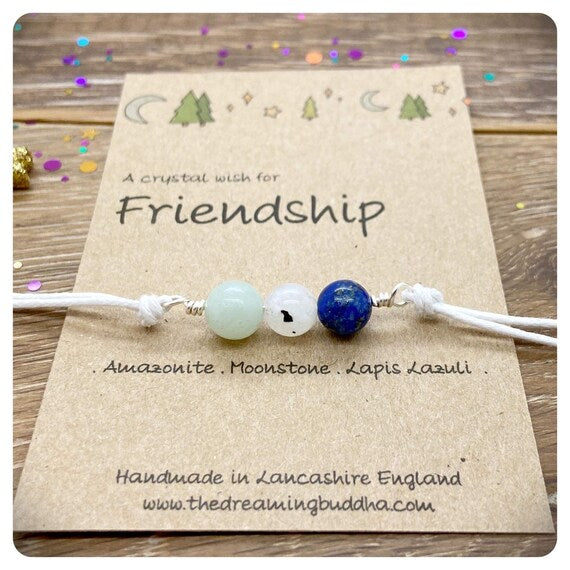 Friendship Bracelet, Hand wrapped Crystal Bead Bracelet for Friendship, Personalised Gemstone Anklet, Personalised Best Friend Crystal Gift