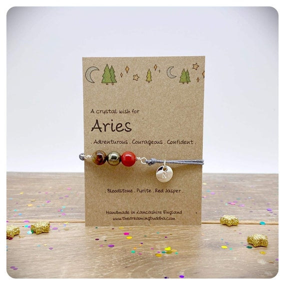 Aries Zodiac Crystal Bracelet, Horoscope Gift, Astrology Birthstone Anklet, Personalised Star Sign Gift