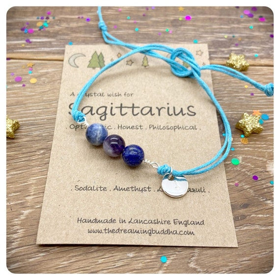 Sagittarius Zodiac Crystal Bracelet, Horoscope Gift, Astrology Birthstone Anklet, Personalised Star Sign Gift