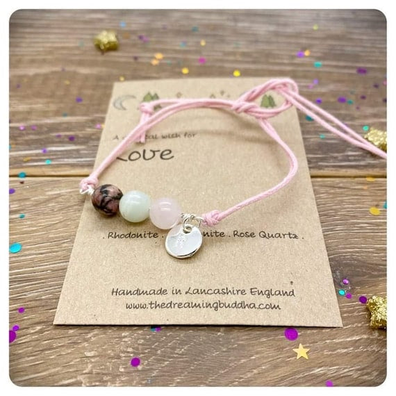 Love Crystal Bracelet, Love You Valentines Gift, Love Gemstones, Self Love Friendship, Love Postal Gift, Personalised Relationship Gift