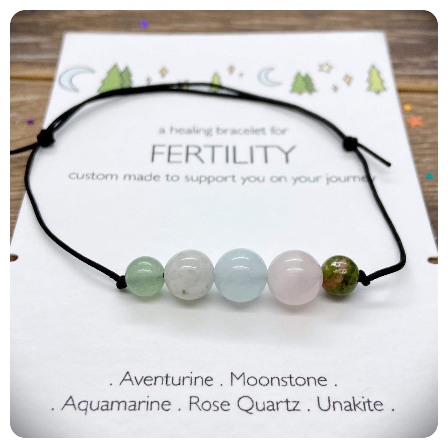 Fertility Support Bracelet, Adjustable Gemstone Bead Bracelet, Healing Crystal IVF Fertility Gift
