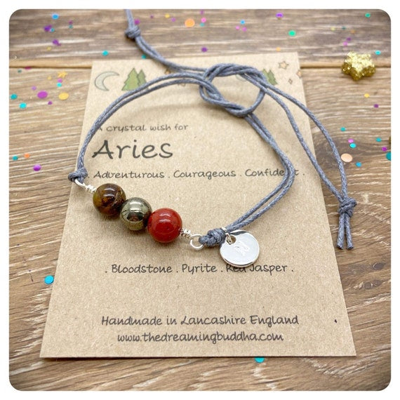 Aries Zodiac Crystal Bracelet, Horoscope Gift, Astrology Birthstone Anklet, Personalised Star Sign Gift