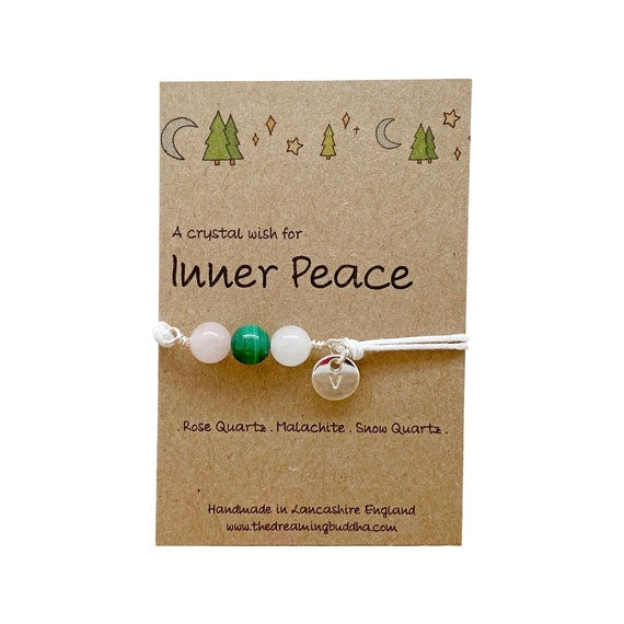 Inner Peace Crystal Bead Bracelet, Enlightenment Gemstones, Positive Energy Wish Bracelet, Self Care Wellness Gift, Zen Anklet