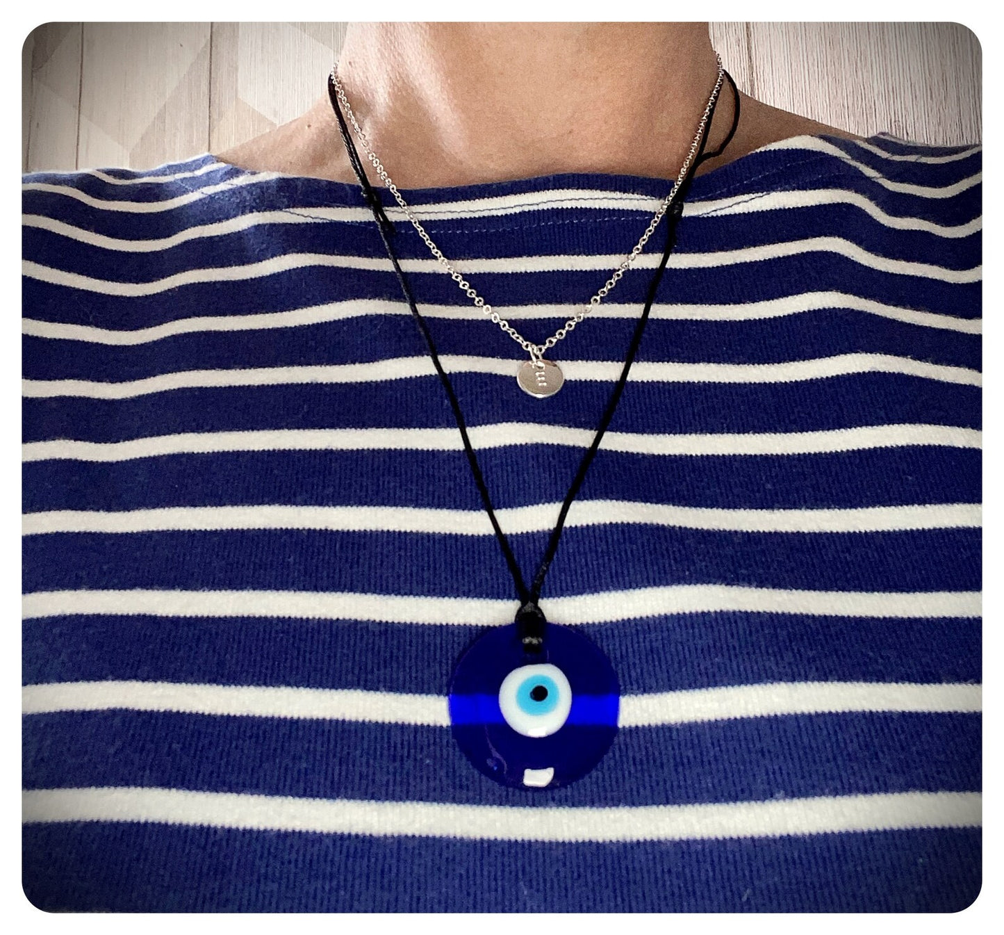 Initial & Glass Evil Eye Necklace, Personalised Nazar Necklaces, Protection Greek Eye Layered Set