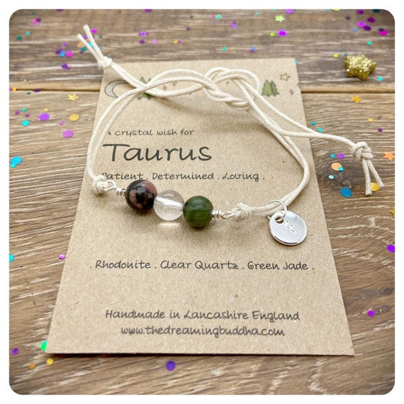 Taurus Zodiac Crystal Bracelet, Horoscope Gift, Astrology Birthstone Anklet, Personalised Star Sign Gift