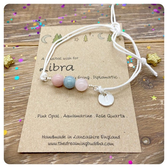 Libra Zodiac Crystal Bracelet, Horoscope Gift, Astrology Birthstone Anklet, Personalised Star Sign Gift