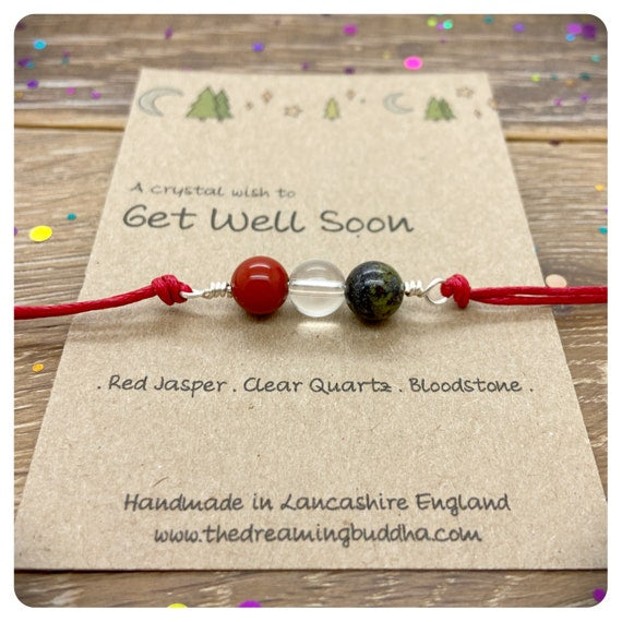 Get Well Soon Crystal Bracelet, Hospital Recovery Gift, Thinking of You Card, Sending Healing Thoughts, Recovery Crystal Anklet