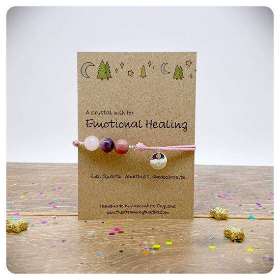 Emotional Healing Crystal Bracelet, Emotional Support Coworker, Self Love Gemstones, Stress Relief Crystal Anklet, Spiritual Protection Gift