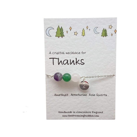 Thank You Crystal Necklace, So Thankful Greeting Card, Grateful To You Gift, Thank You Present, Appreciation Jewellery, Gratitude Crystals