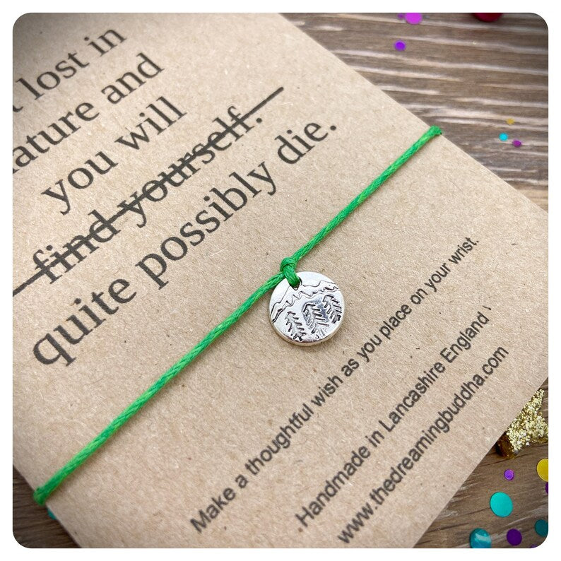 Funny Nature Wish Bracelet, Camping Lover Gift, Going Away Card, Trail Gift Item, Adventure Wish Bracelet