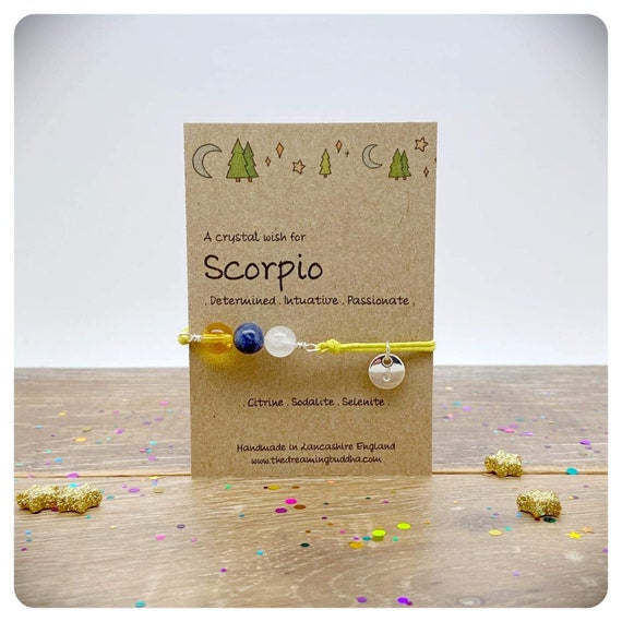 Scorpio Zodiac Crystal Bracelet, Horoscope Gift, Astrology Birthstone Anklet, Personalised Star Sign Gift