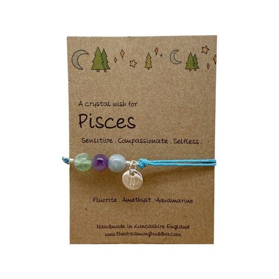 Pisces Zodiac Crystal Bracelet, Horoscope Gift, Astrology Birthstone Anklet, Personalised Star Sign Gift