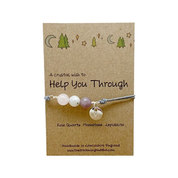 Mental Health Healing Bracelet, Friend Positive Support Gift, Personalised Real Crystal Friendship Jewellery, Anxiety Stone Anklet
