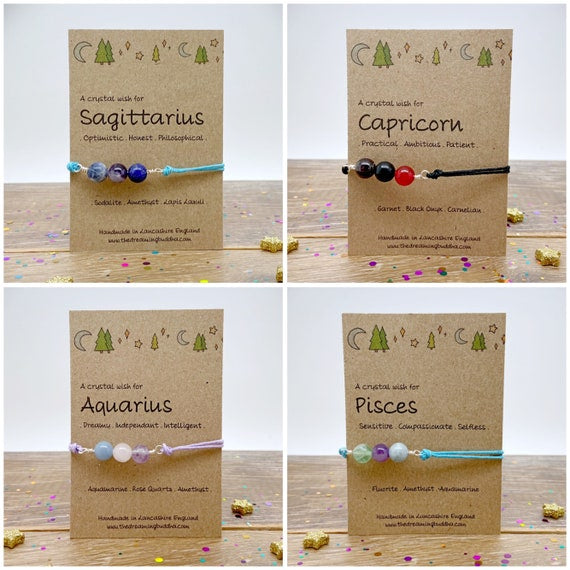 Choose Your Sign Zodiac Crystal Bracelet, Horoscope Gift, Astrology Birthstone Anklet, Personalised Star Sign Gift