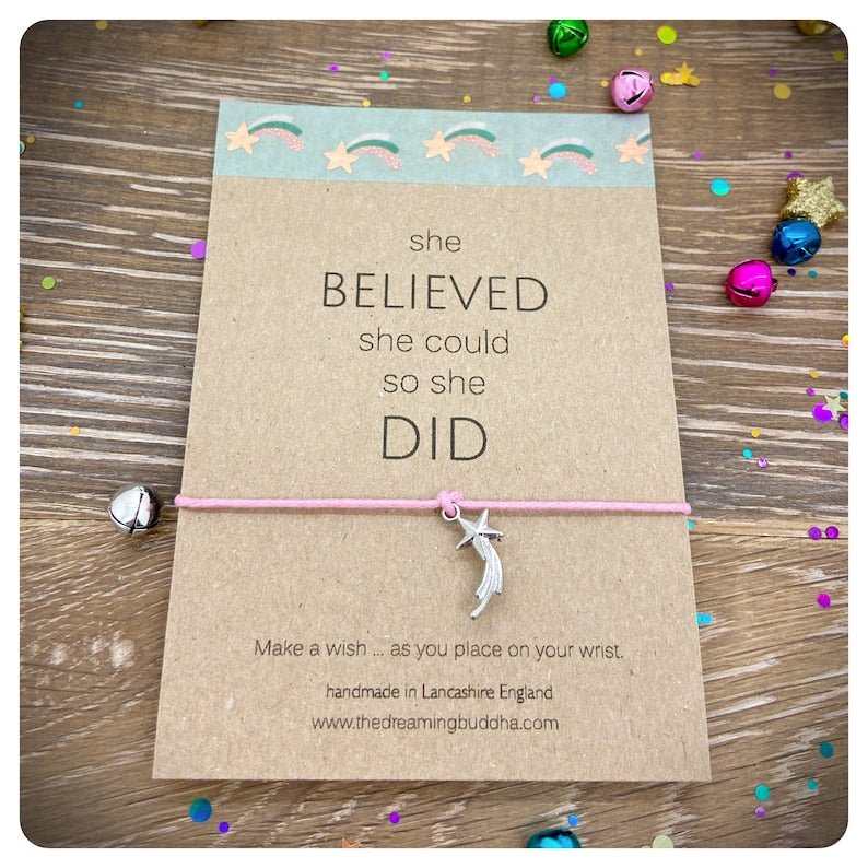 She Believed Wish Bracelet, Inspirational Friendship Bracelet, Belief Gift Card