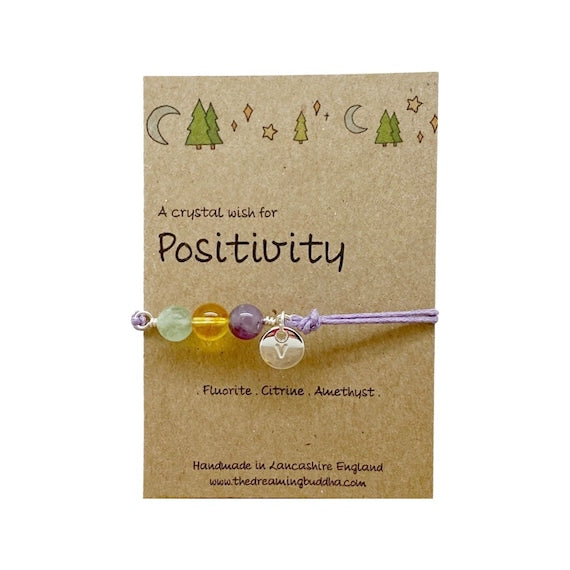 Positivity Wish Bracelet, Positive Crystals, Healing Well Being Bracelet, Gemstones For Happiness, Mental Health Gift, Healing Support Gems