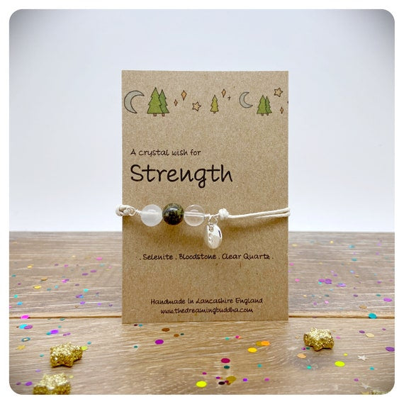 Natural Crystal Strength Bracelet, Gemstone Courage Anklet, Inner Strength Gift, Loss and Grief Jewellery, Thinking of You Postal Gift