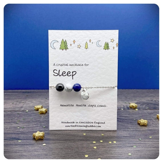 Calming Crystals For Sleep, Sweet Dreams Crystal Necklace, Insomnia Healing Gemstones, Mindfulness Meditation Gemstone Jewellery