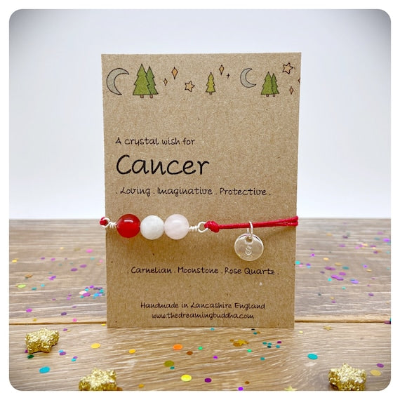 Cancer Zodiac Crystal Bracelet, Horoscope Gift, Astrology Birthstone Anklet, Personalised Star Sign Gift
