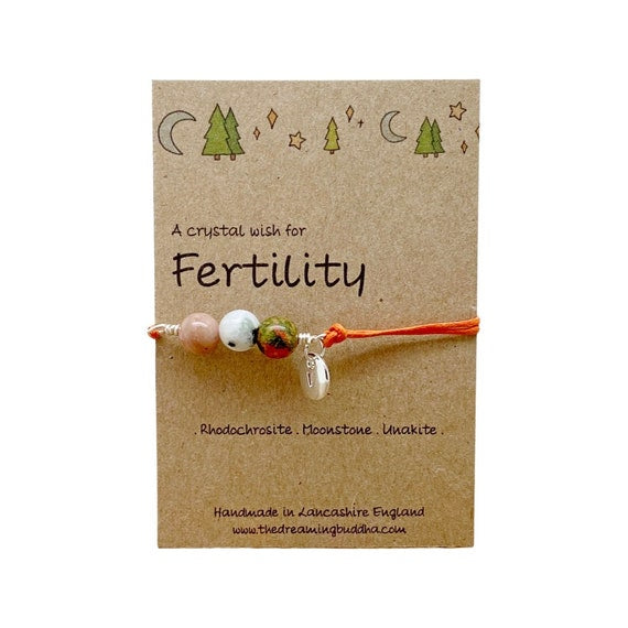 Fertility Crystal Bracelet, IVF Crystal Gift, Hand Wrapped Gemstone Bracelet, Pregnancy Wish Bracelet, Emotional Support Gift