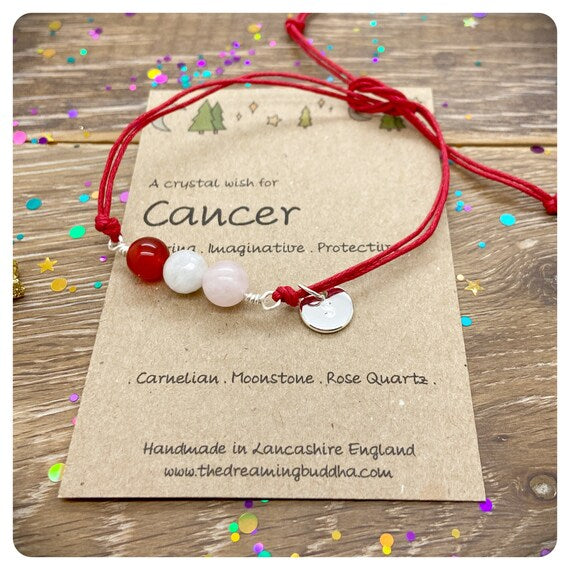 Cancer Zodiac Crystal Bracelet, Horoscope Gift, Astrology Birthstone Anklet, Personalised Star Sign Gift