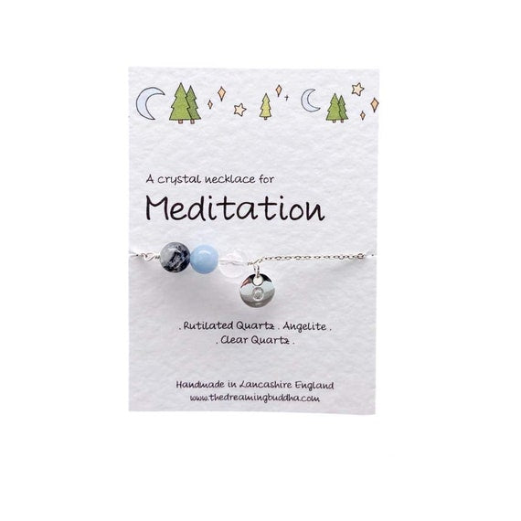 Anytime Meditation Necklace, Mindfulness Gift For Her, Handmade Crystal Choker, Self Care Healing Crystals, Stress Anxiety Jewellery