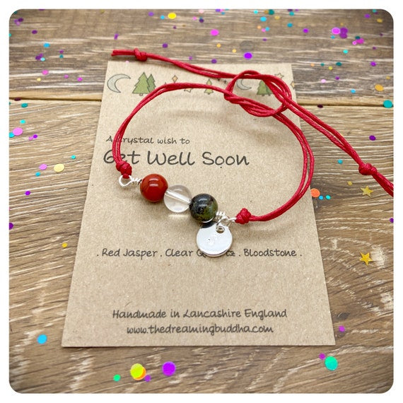 Get Well Soon Crystal Bracelet, Hospital Recovery Gift, Thinking of You Card, Sending Healing Thoughts, Recovery Crystal Anklet