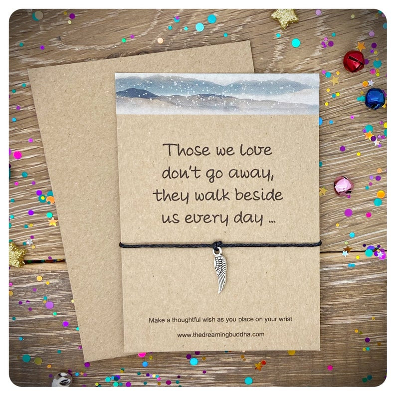 Those We Love Wish Bracelet, Condolence Gift, Memorial Jewellery, Angel Wings Wishlet, Sorry For Your Loss Cord Bracelet