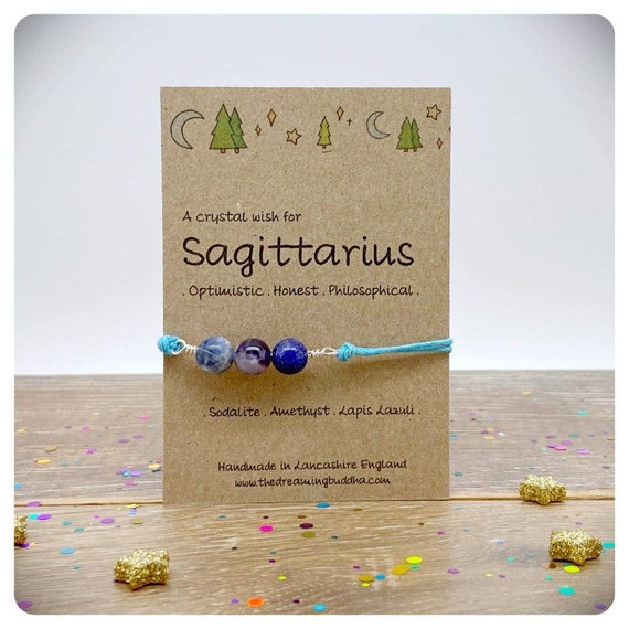 Sagittarius Zodiac Crystal Bracelet, Horoscope Gift, Astrology Birthstone Anklet, Personalised Star Sign Gift