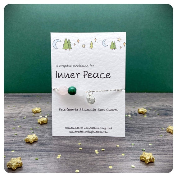 Calming Crystal Necklace, Inner Peace Jewellery, Wellness Gift For Her, Anxiety Stress Support, Inner Healing Gemstones, Manifestation Gift