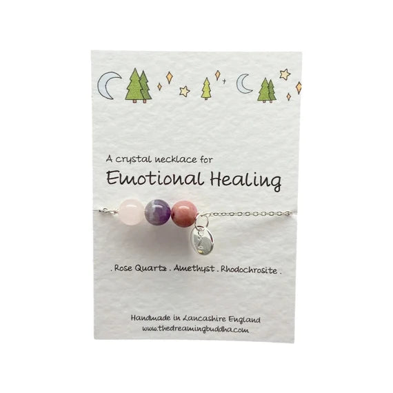 Emotional Healing Crystal Necklace, Personalised Jewellery, Inner Peace Gemstones, Emotional Support Gift, Thinking Of You Letterbox Gift
