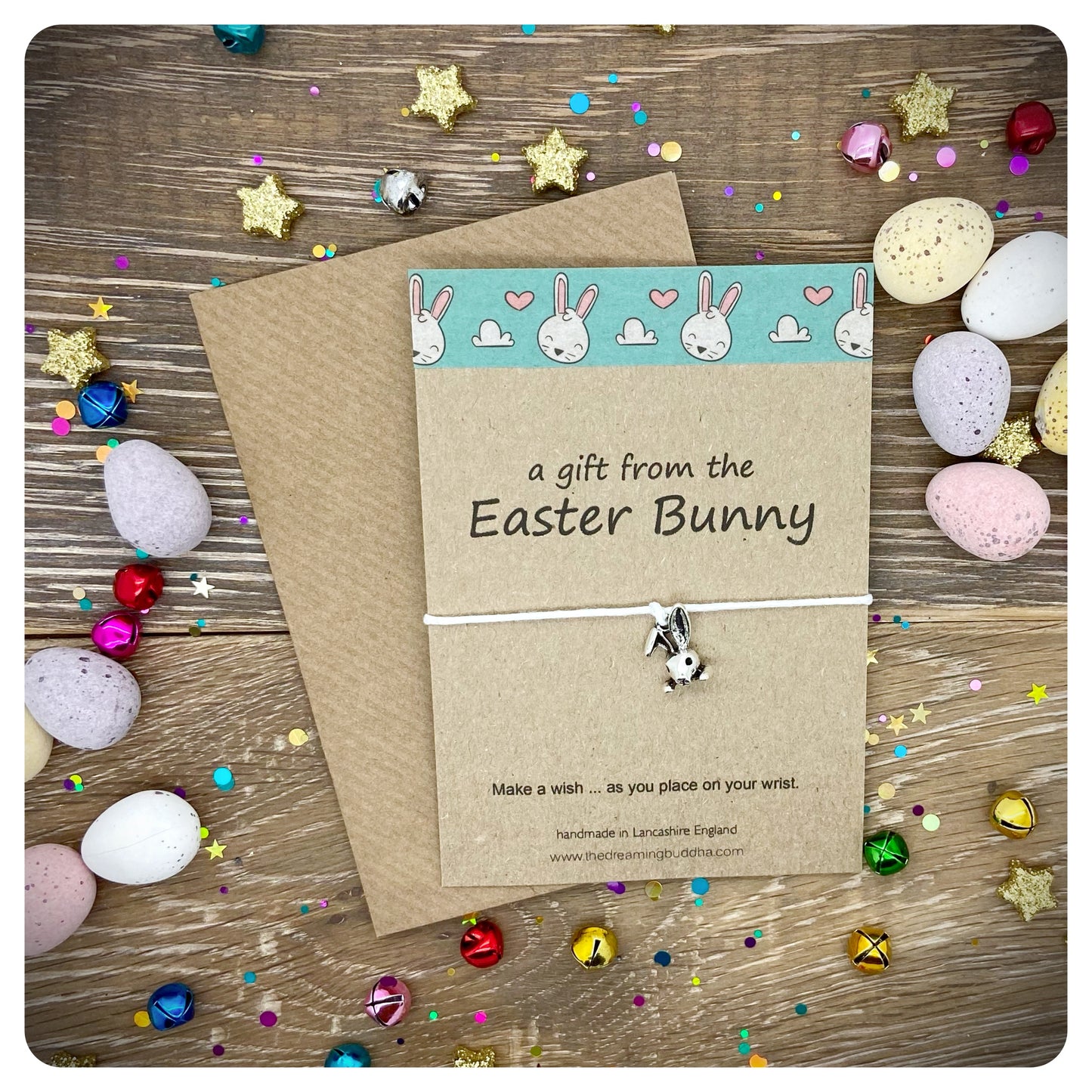 Pack Of Four Easter Bunny Wish Bracelet Cards, Easter Egg Hunt Prizes, Easter Letterbox Gifts, Rabbit Friendship Bracelets