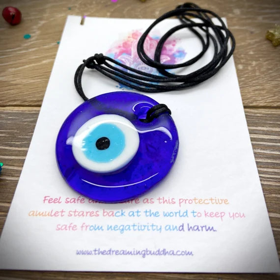 Oversized Evil Eye Necklace, Large Turkish Blue Eye Pendant, Adjustable Nazar Glass Eye Jewellery, Personalised Evil Eye Necklace